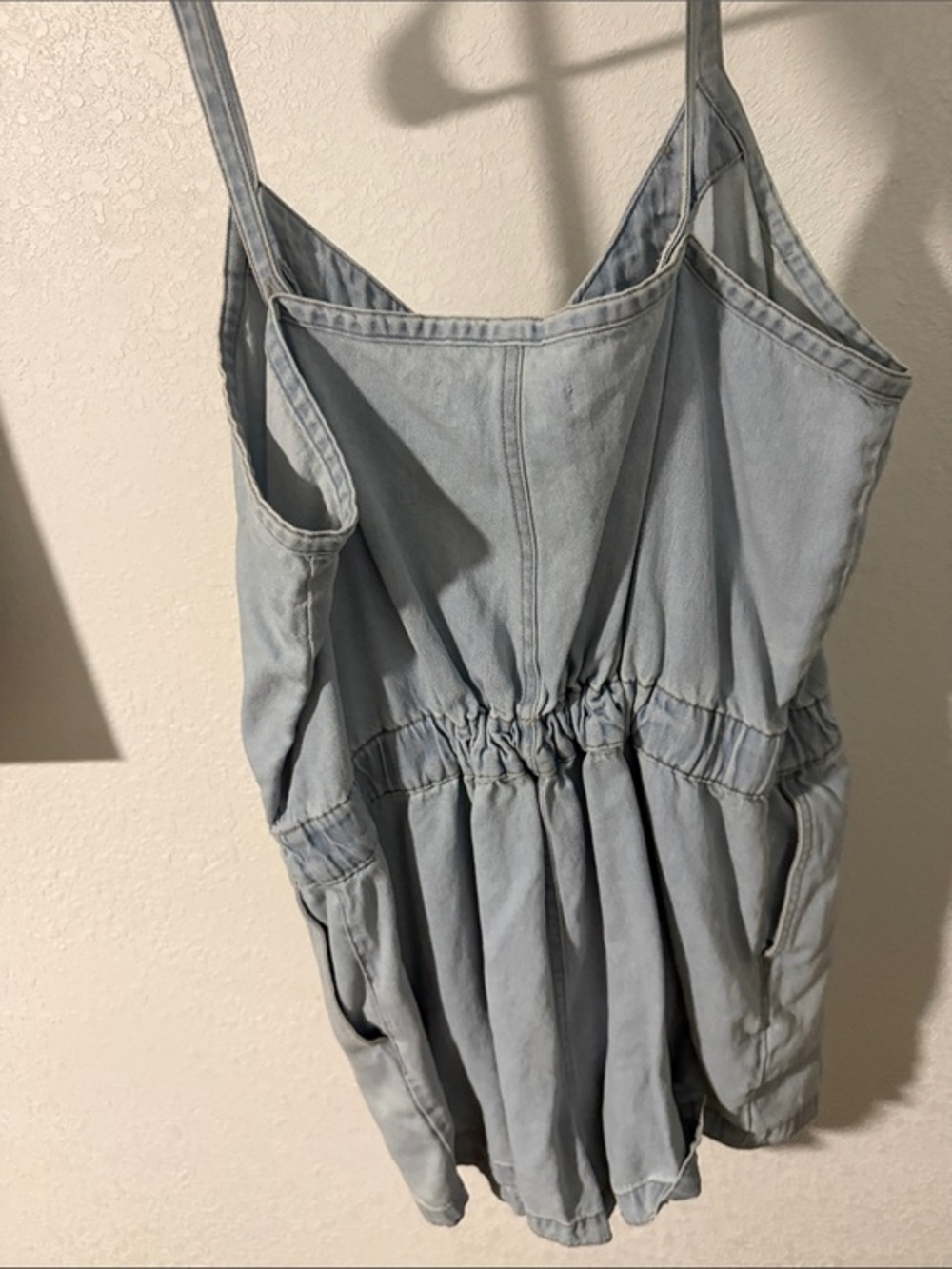 Light Blue Denim Button-Front Women Jeans Romper